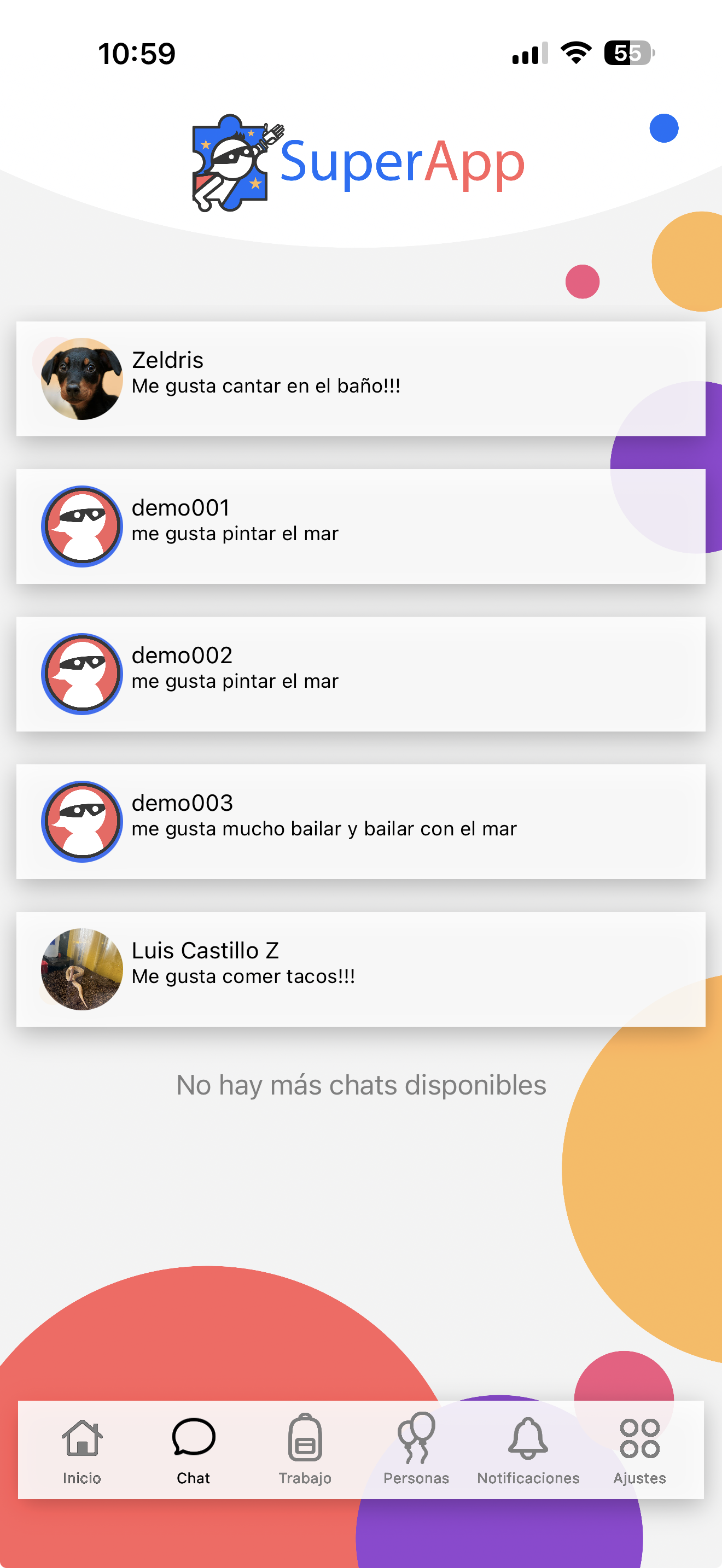 SuperApp chat and messages
