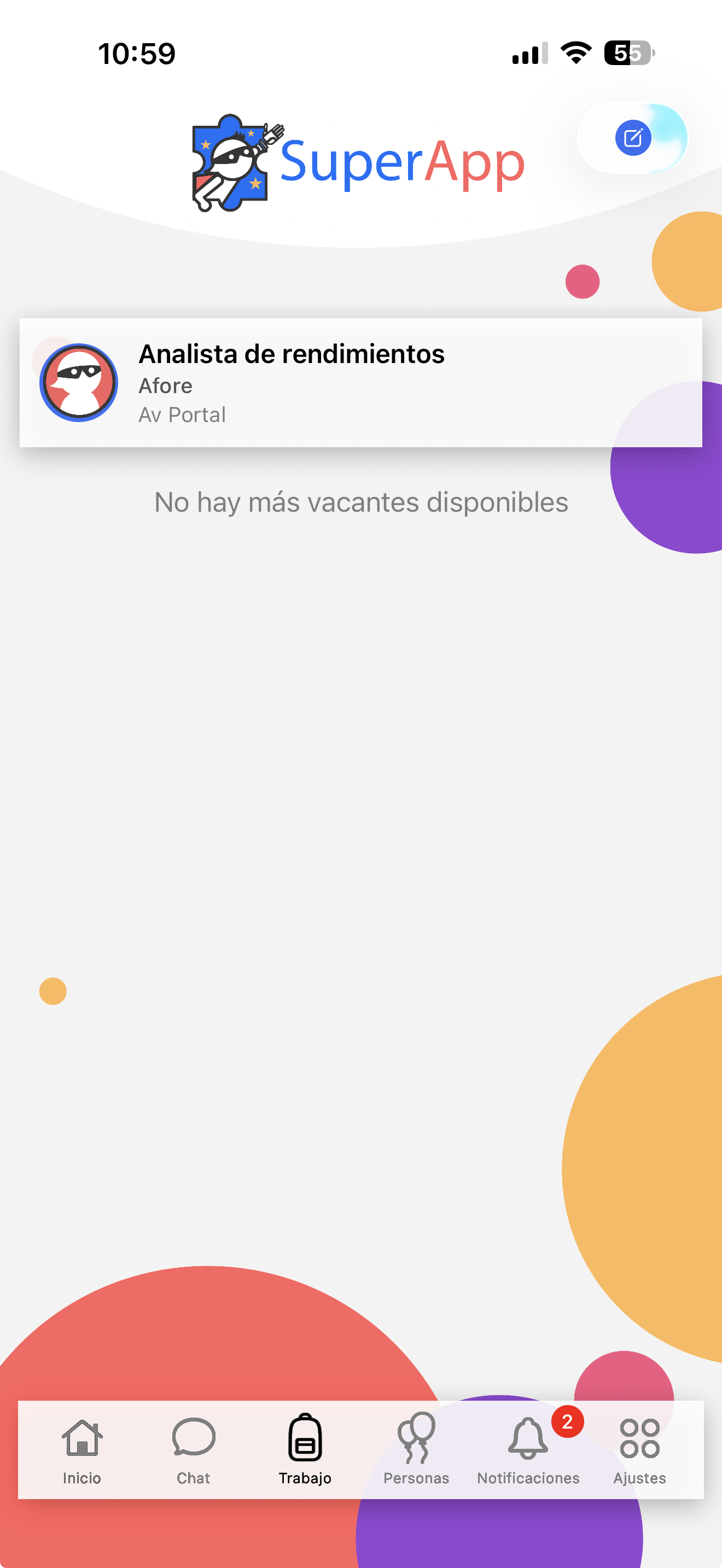 Jobs and employment section in SuperApp