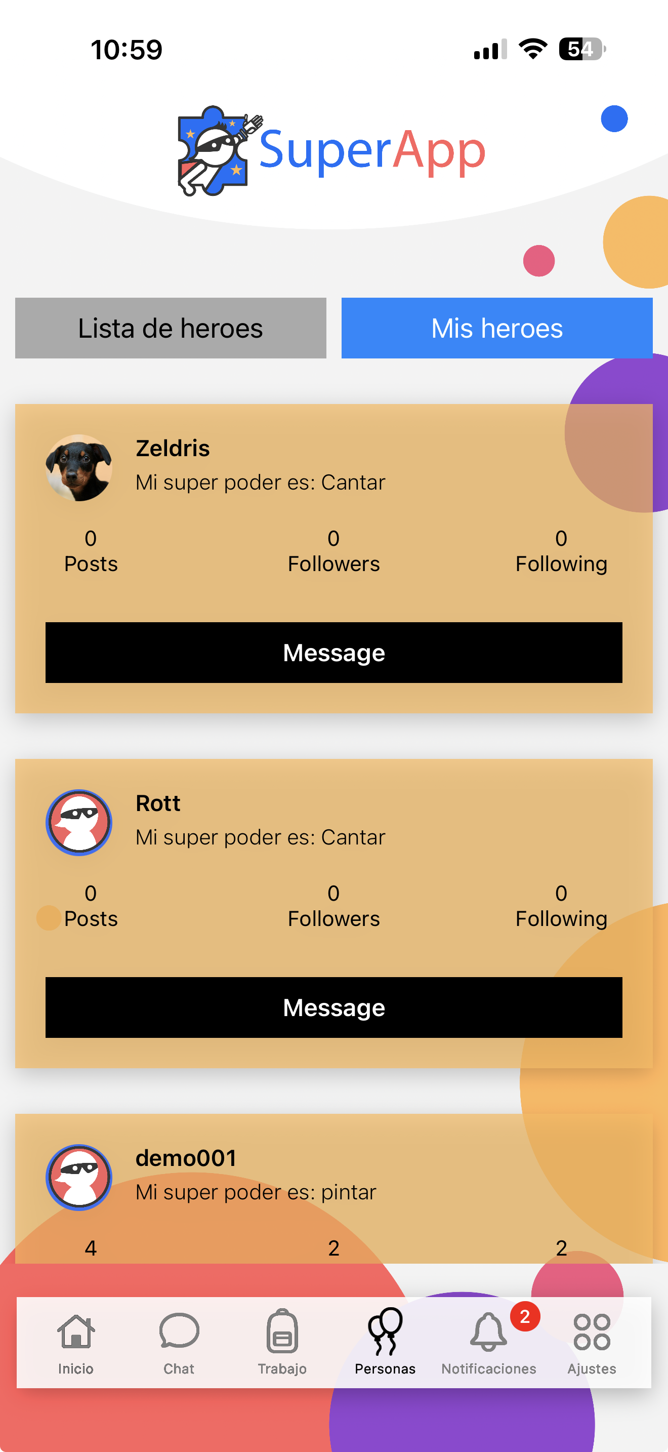 Hero profiles in SuperApp
